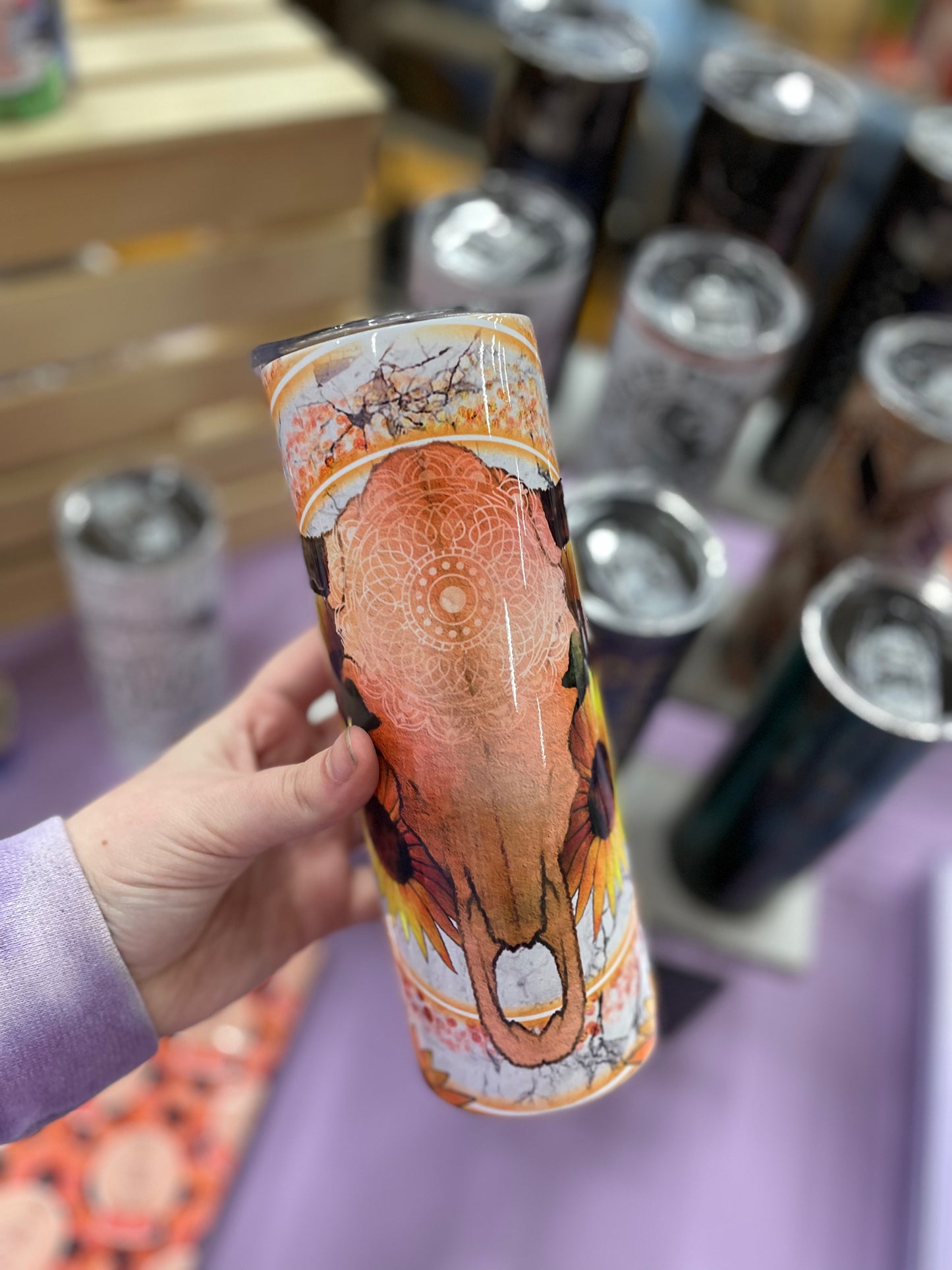 RTS Sunflower Cowskull, 20oz Skinny Tumbler