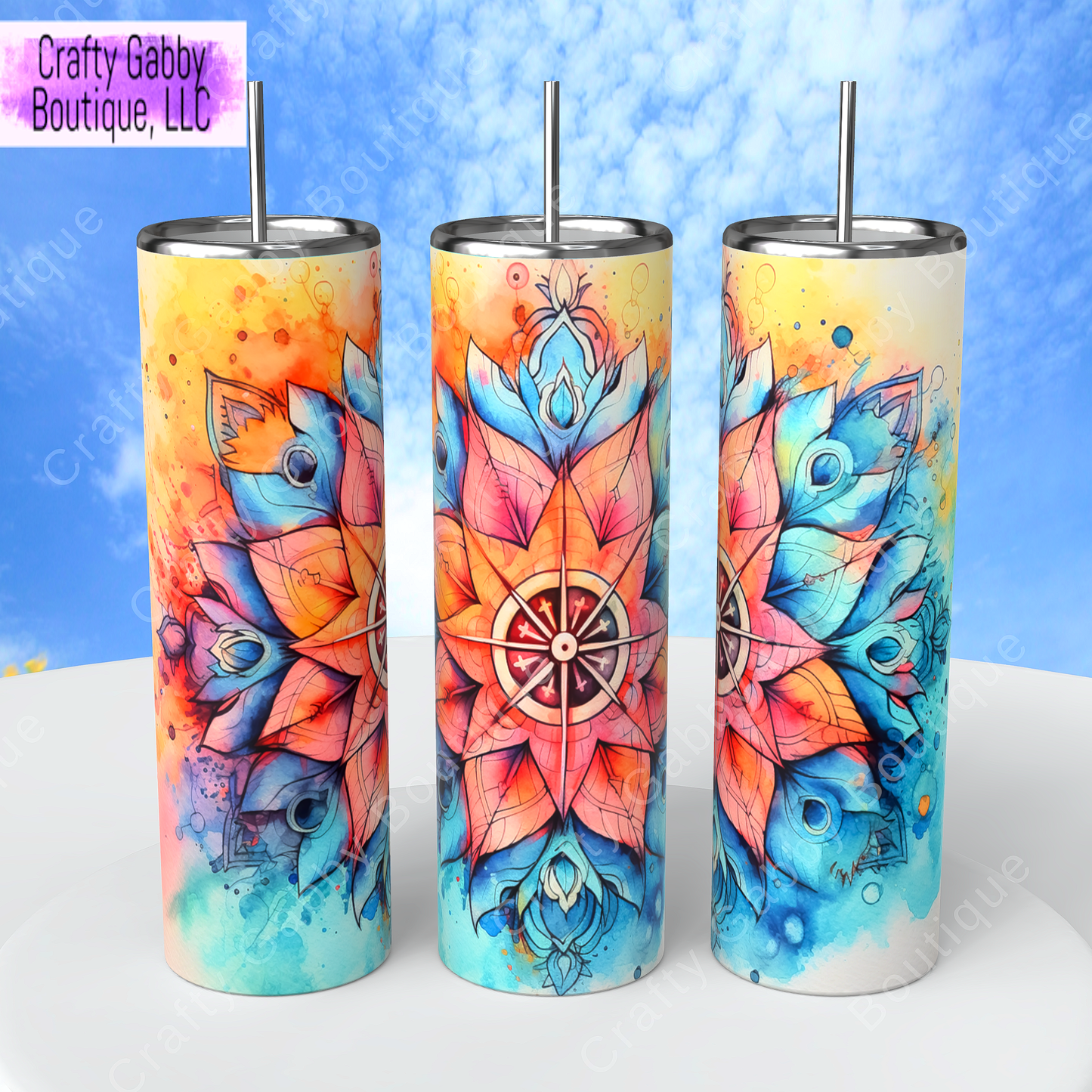 3D Mandala 20oz Skinny Tumbler