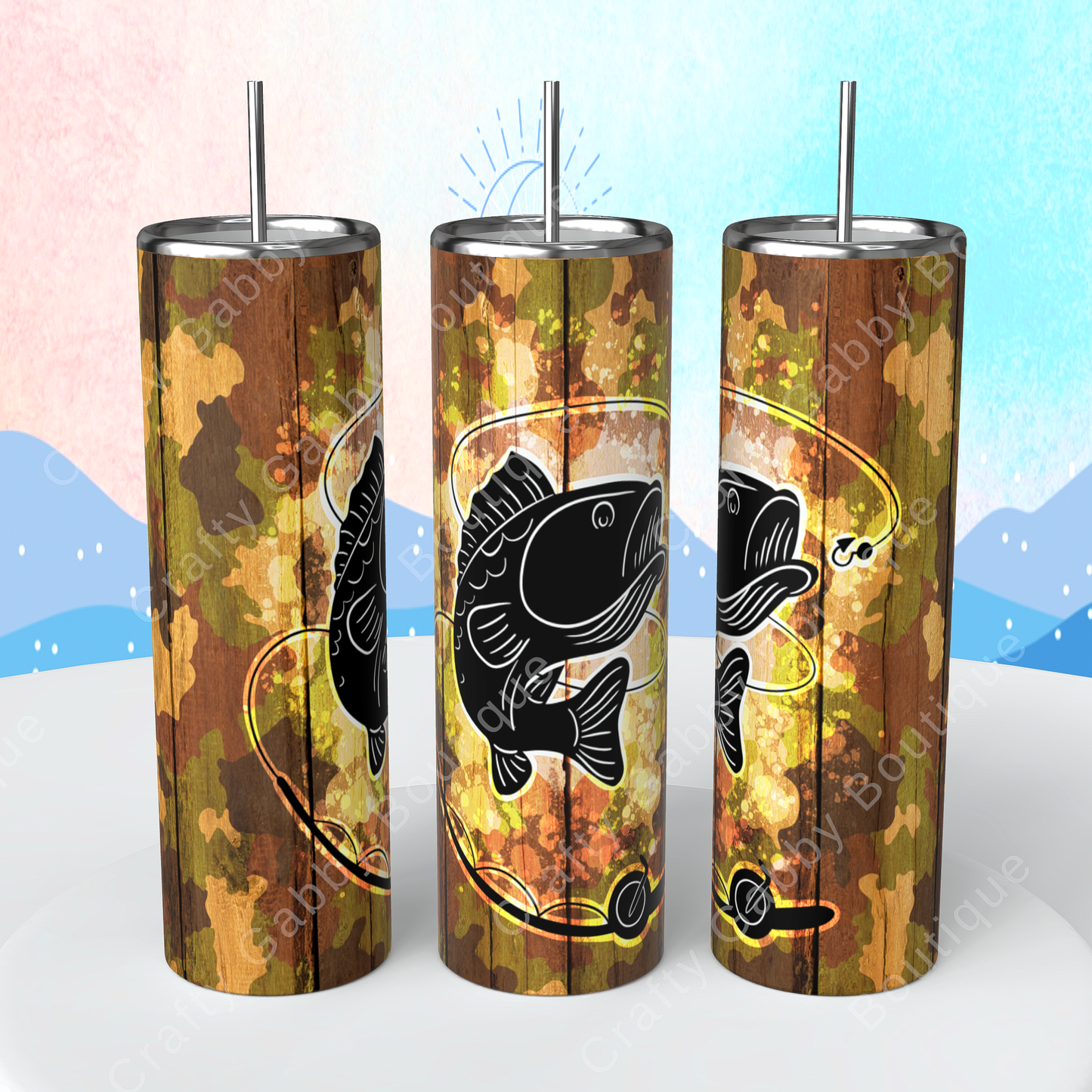Camo Fishing 20oz Skinny Tumbler