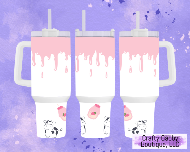 Strawberry Milk 40oz Stanley Dupe Crafty Gabby Boutique