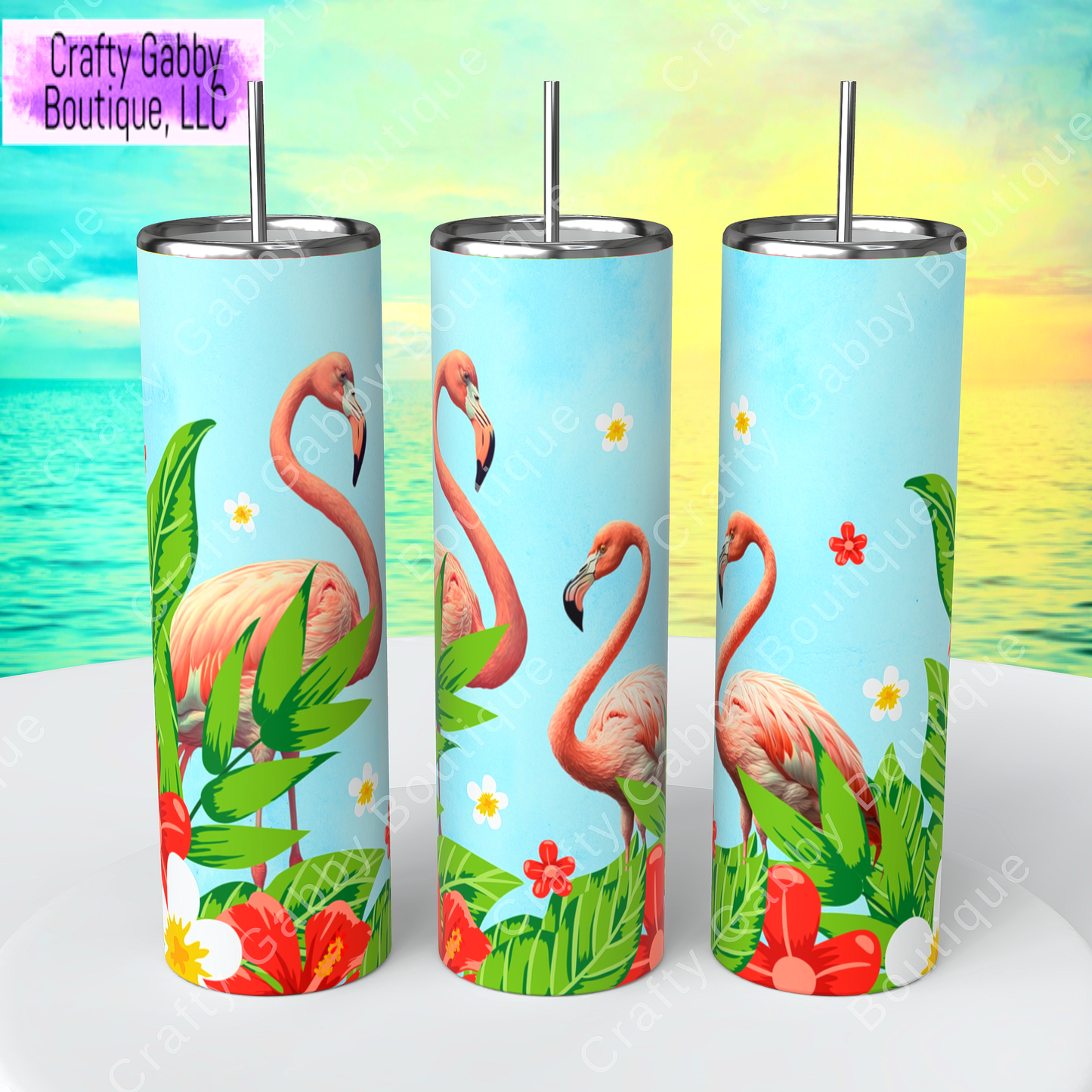 Flamingos, 20oz Skinny Tumbler