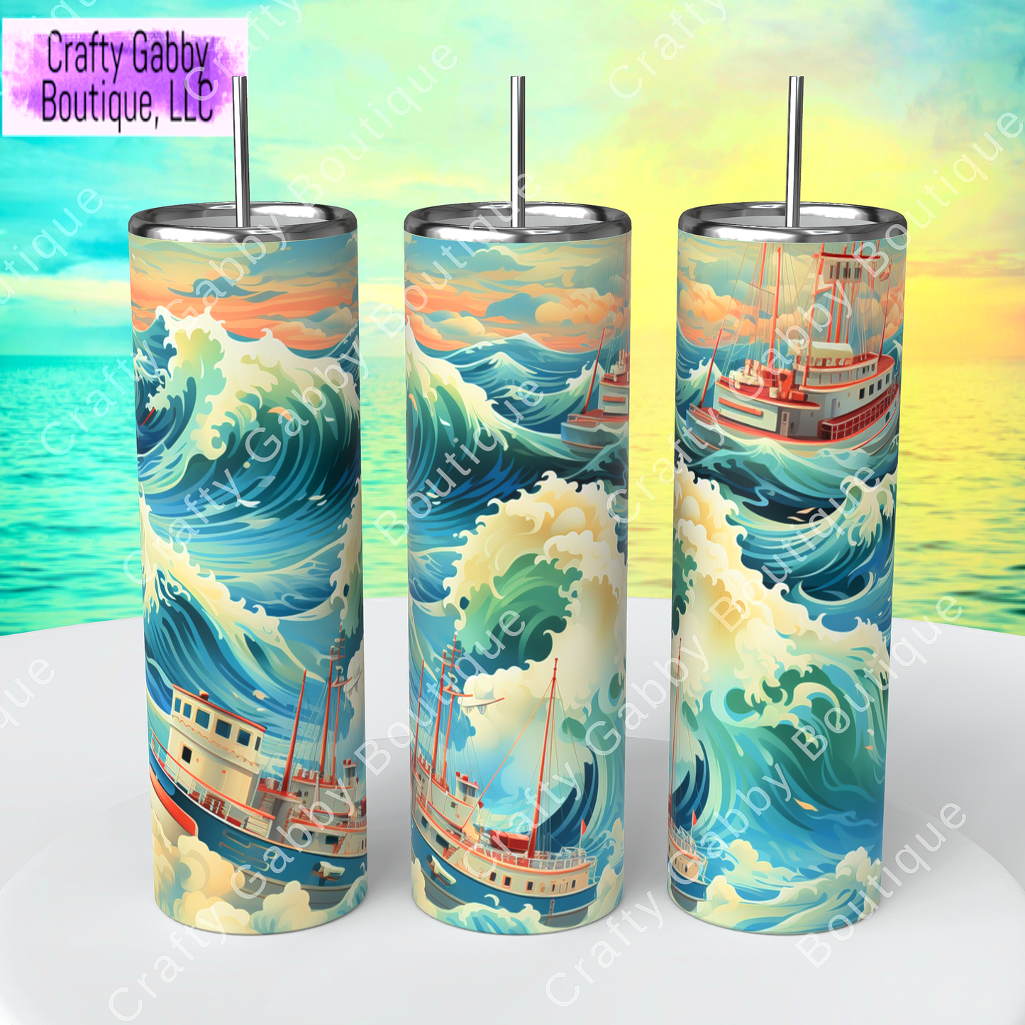 Seaside Designs, 20oz Skinny Tumblers