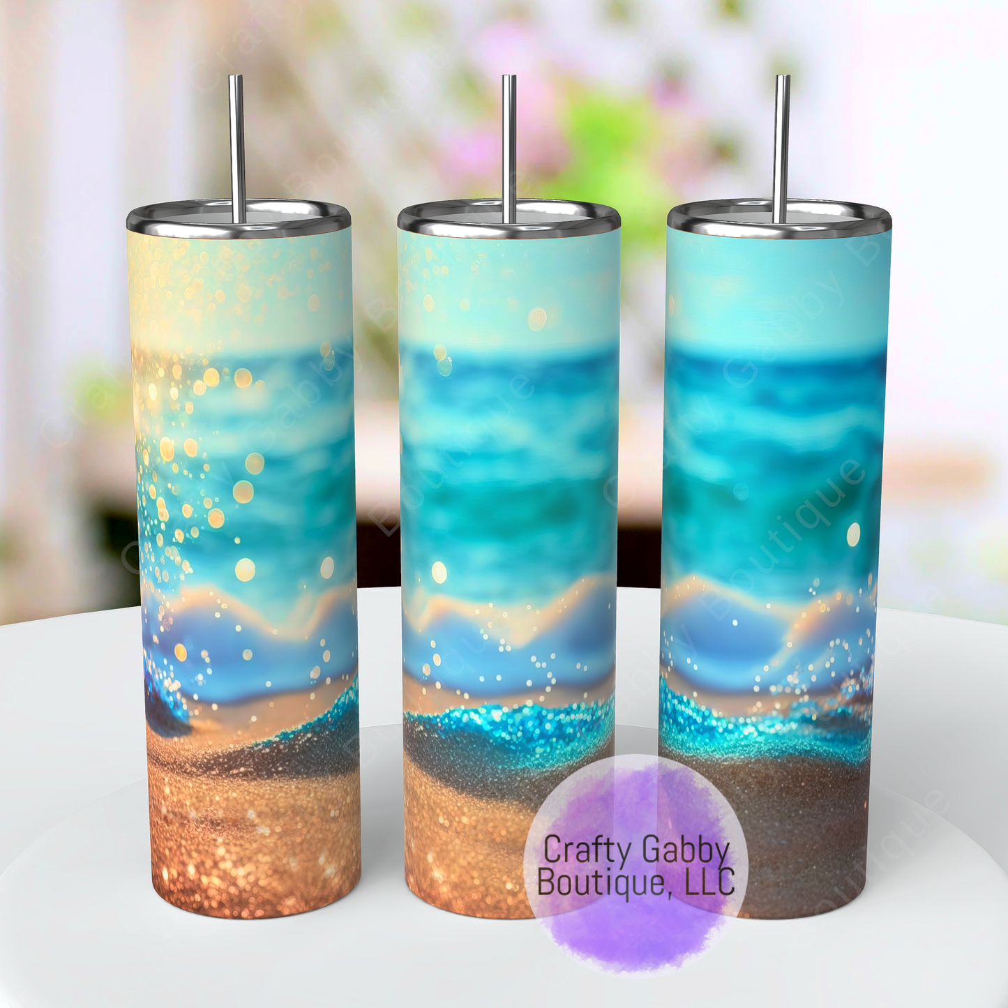Beach Scene, 20oz Skinny Tumbler