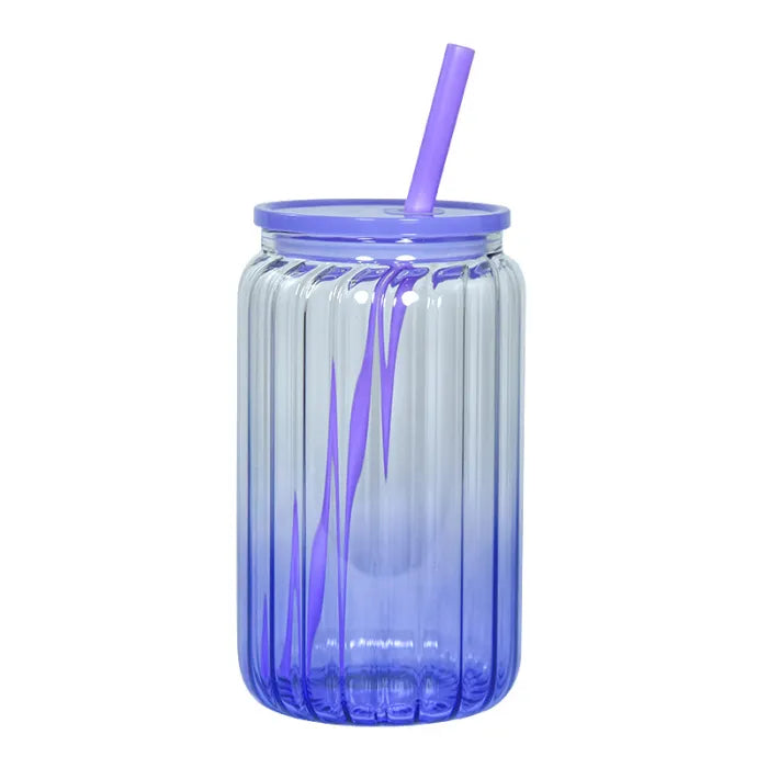 Custom Gradient Retro Libbey Glasses 16oz with Matching Lid & Straw