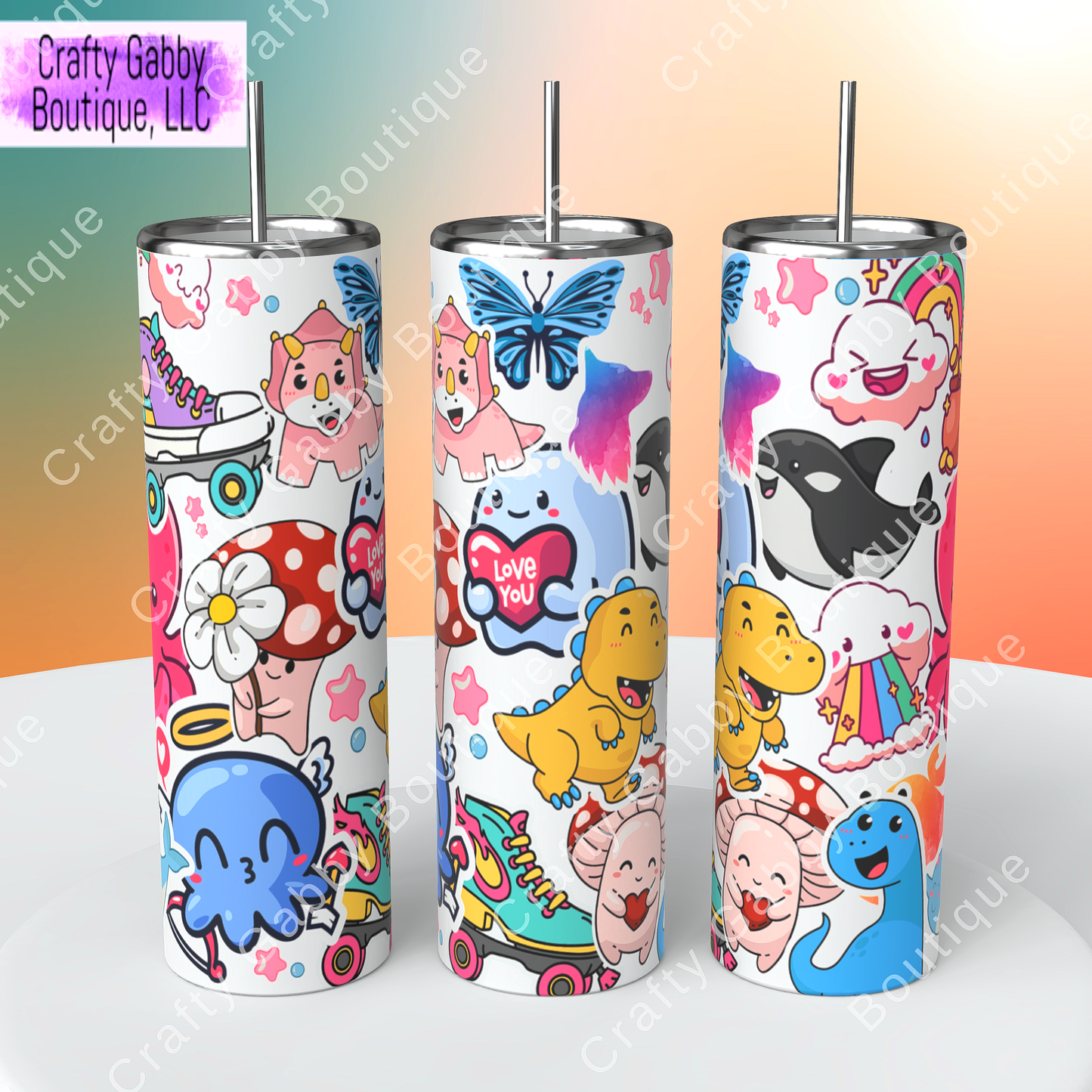 Sticker Bomb, 20oz Skinny Tumblers