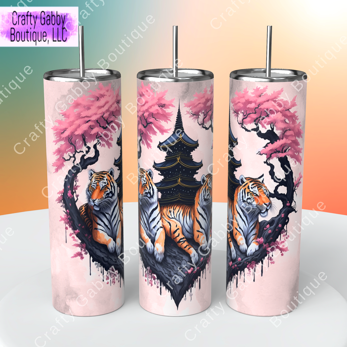 Cherry Blossom Tigers, 20oz Skinny Tumblers