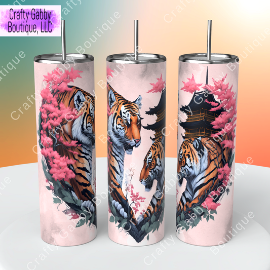 Cherry Blossom Tigers, 20oz Skinny Tumblers