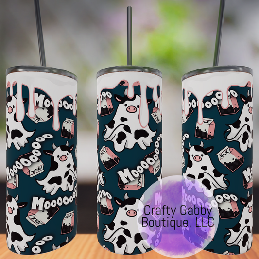 Hex Rejects Boo Cow 20oz Skinny Tumbler Designs