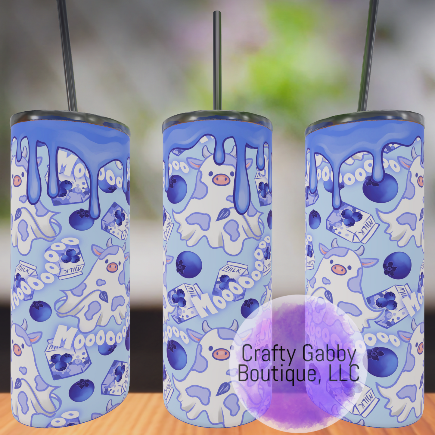 Hex Rejects Boo Cow 20oz Skinny Tumbler Designs