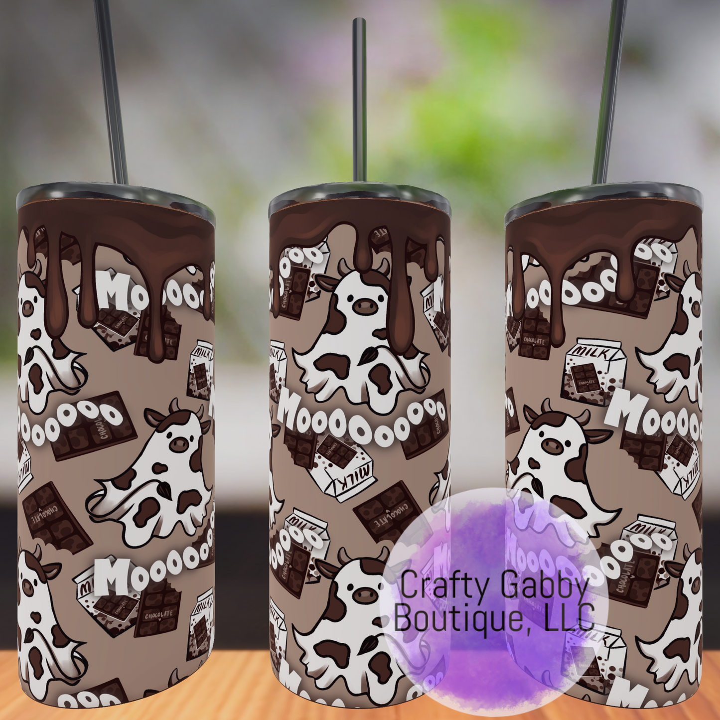 Hex Rejects Boo Cow 20oz Skinny Tumbler Designs