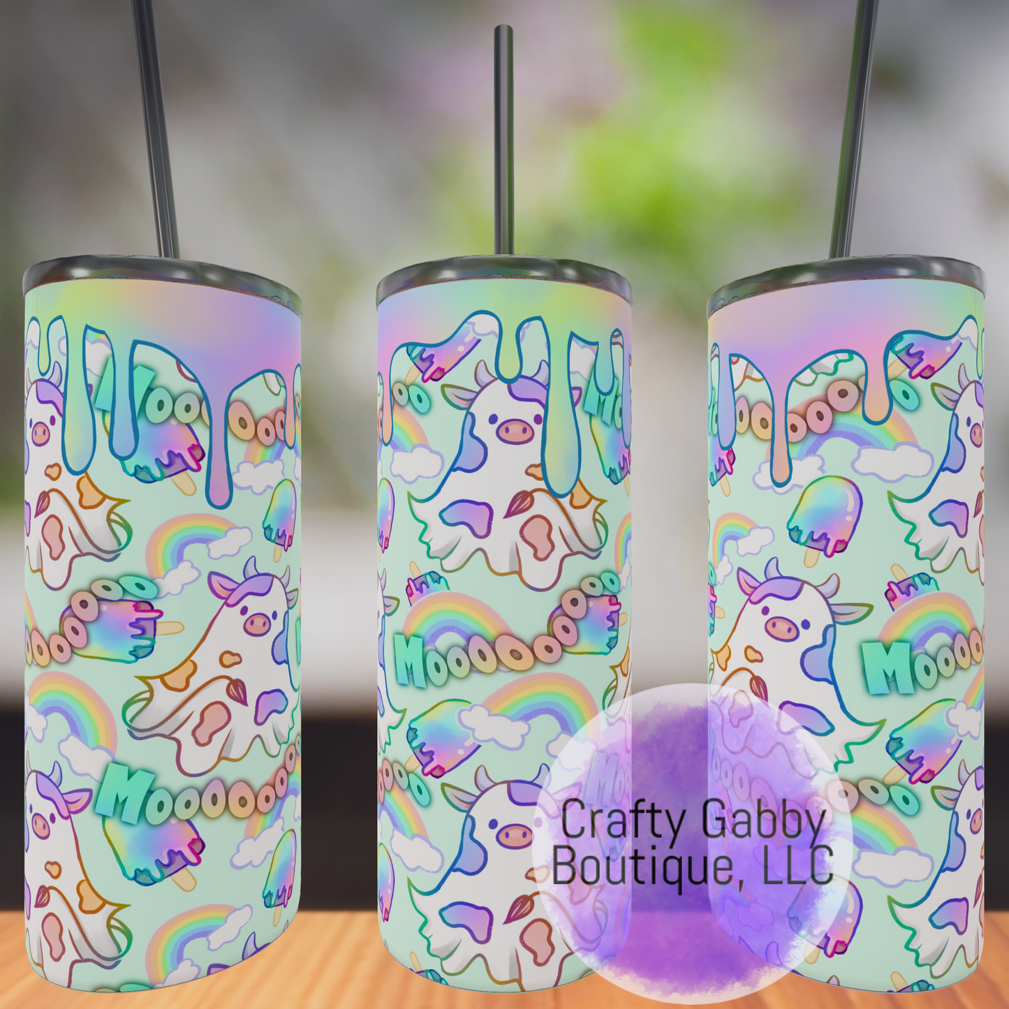 Hex Rejects Boo Cow 20oz Skinny Tumbler Designs