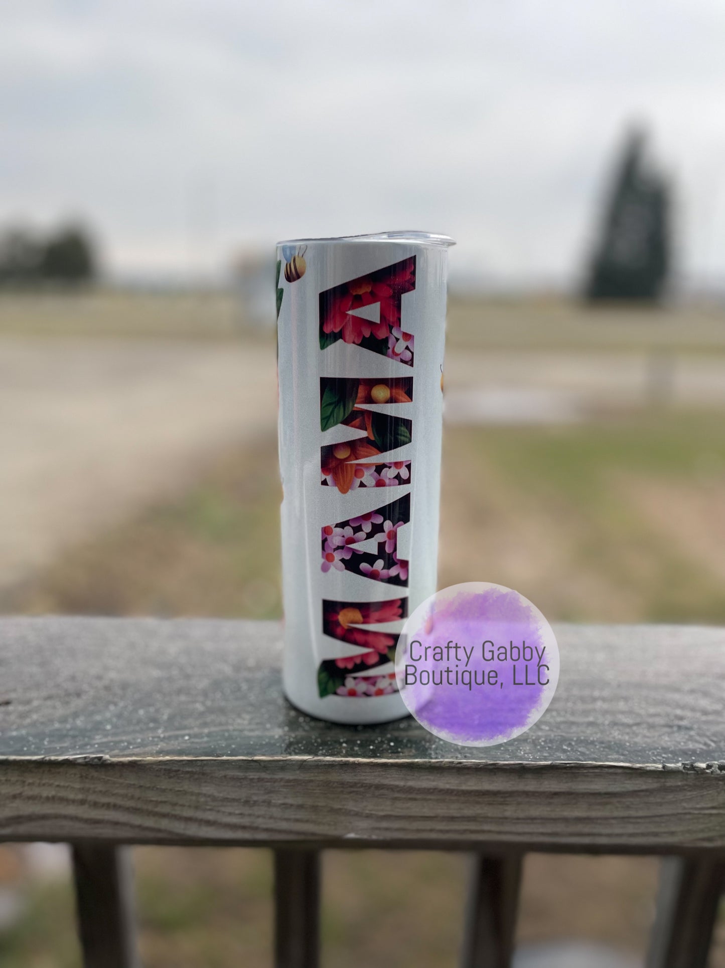 RTS Floral Mama, Holographic 20oz Skinny Tumbler