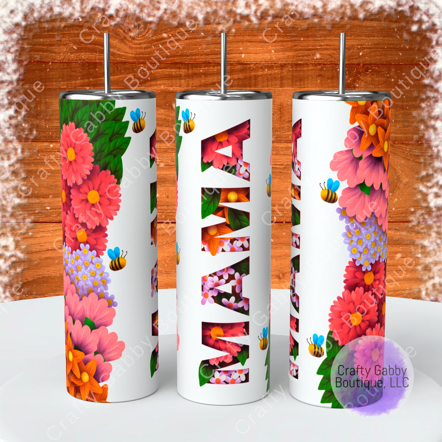 Floral Mom, 20oz Skinny Tumbler